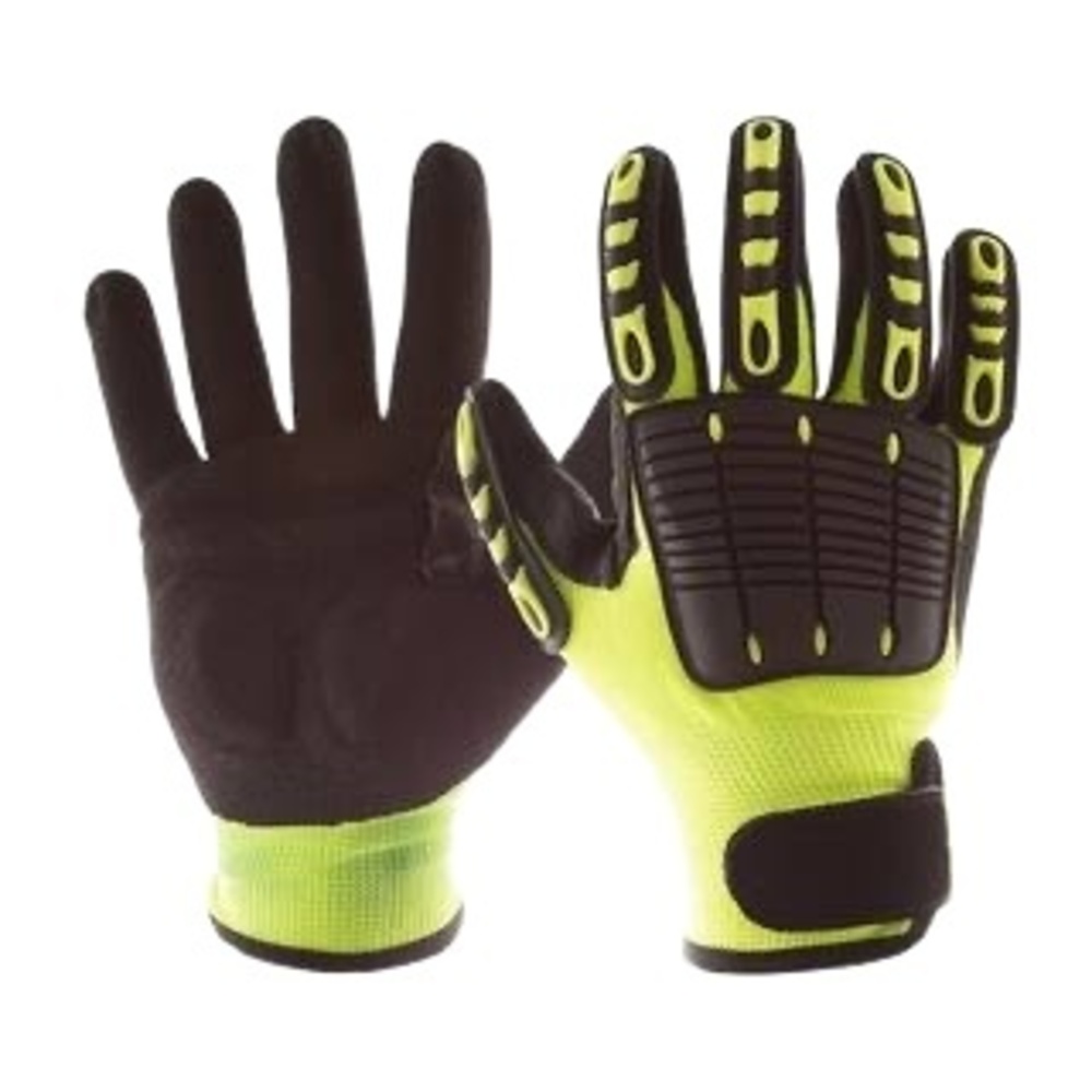 New Black Neon Yellow Padded Impact Adjustable Work Gloves Men's XL